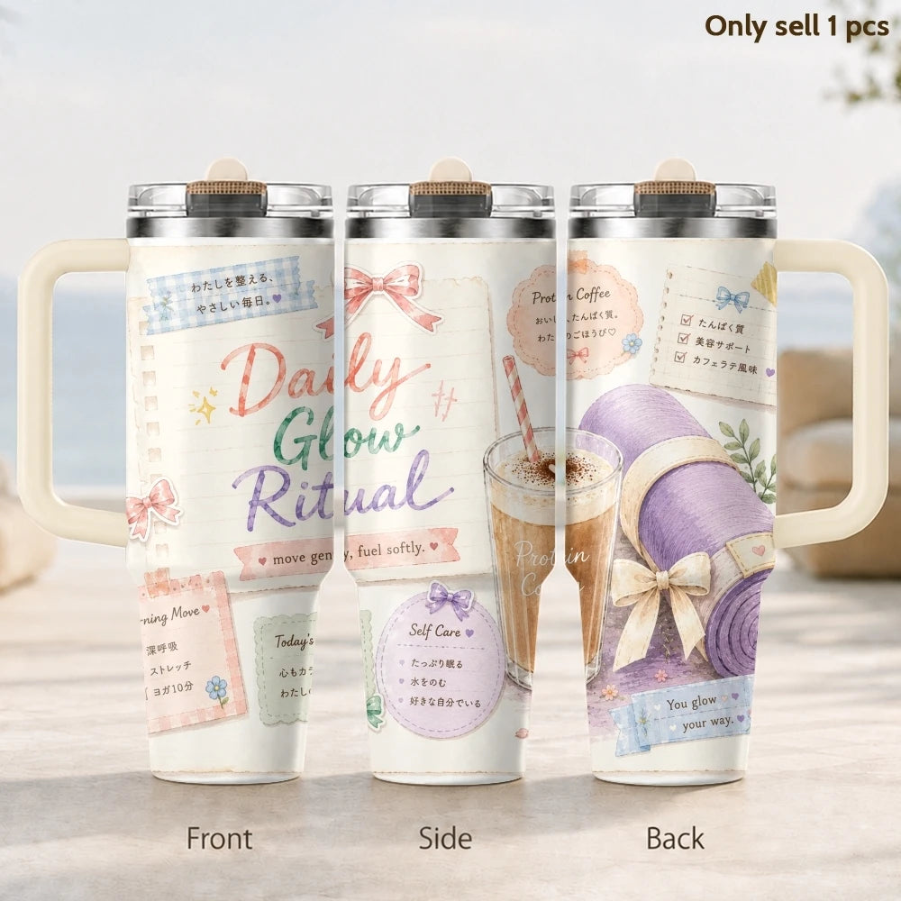 40oz Yoga & Coffee Tumbler – Insulated Stainless Steel Fitness Travel Mug