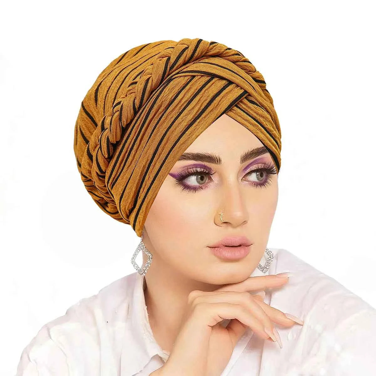 Ramadan Women Muslim Fashion Braid Turban Hijab Soft Strech Headwrap Chemo Headscarf Hair Cover Wrap Islamic Headwear