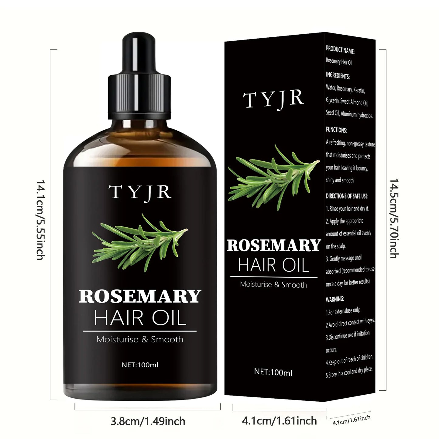 100ML Rosemary hair oil moisturizes and softens hair pure plant improves dryness essence long-lasting fragrance conditioner - NamafadStore