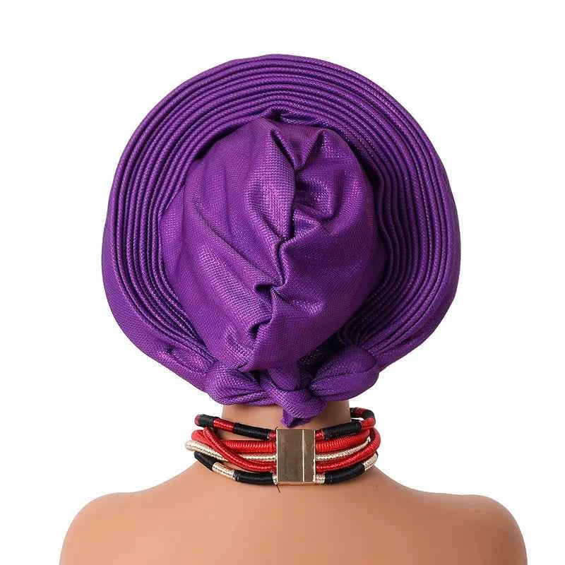 African Headtie Nigerian Aso Oke Headtie Women Hijab Head Wrap Turban Chemo Caps Gele Femme Scarf High Quality for Wedding Party
