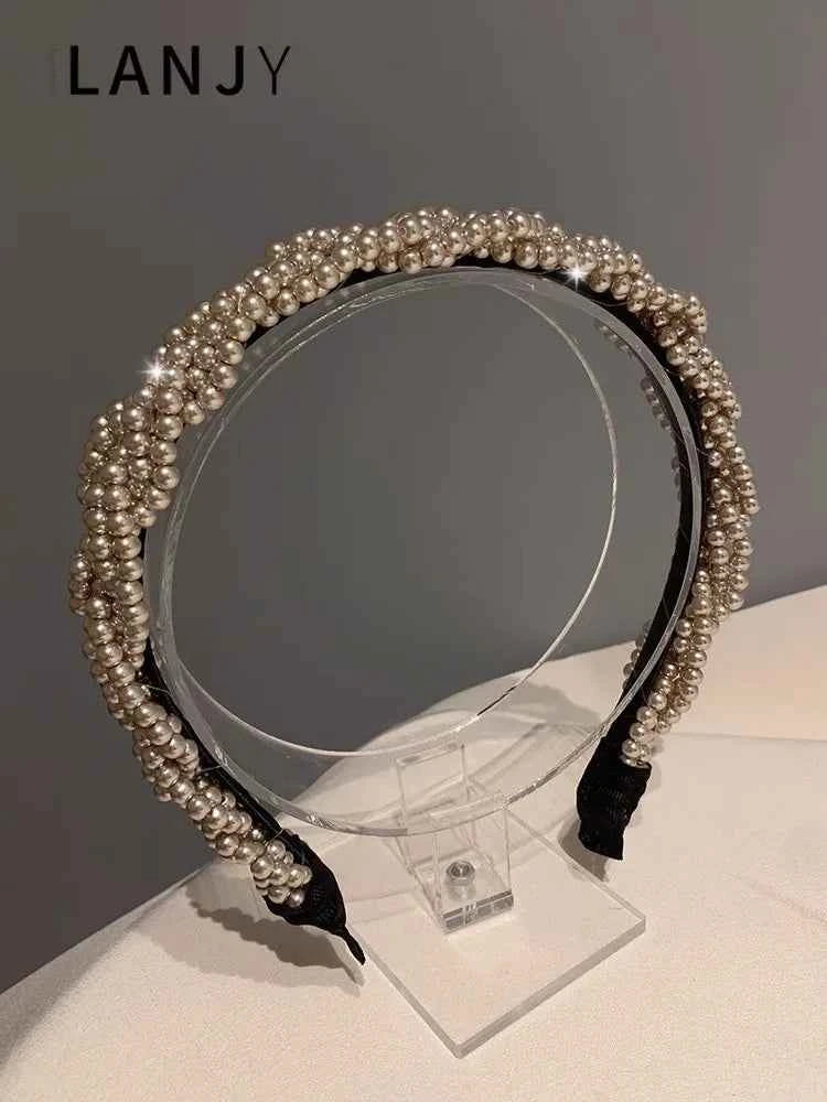Korean retro pearl hair accessories headband for women pressed hair hairpin sweet and versatile women's hair bands going out