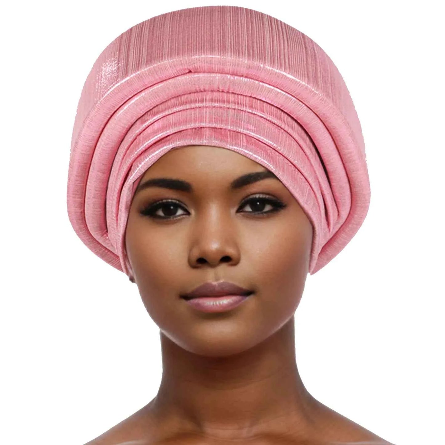 Glitter Fabric Turban Cap for Women African Pleated Head Wraps Nigeria Party Wedding Gele Lady Headscarf Bonnet