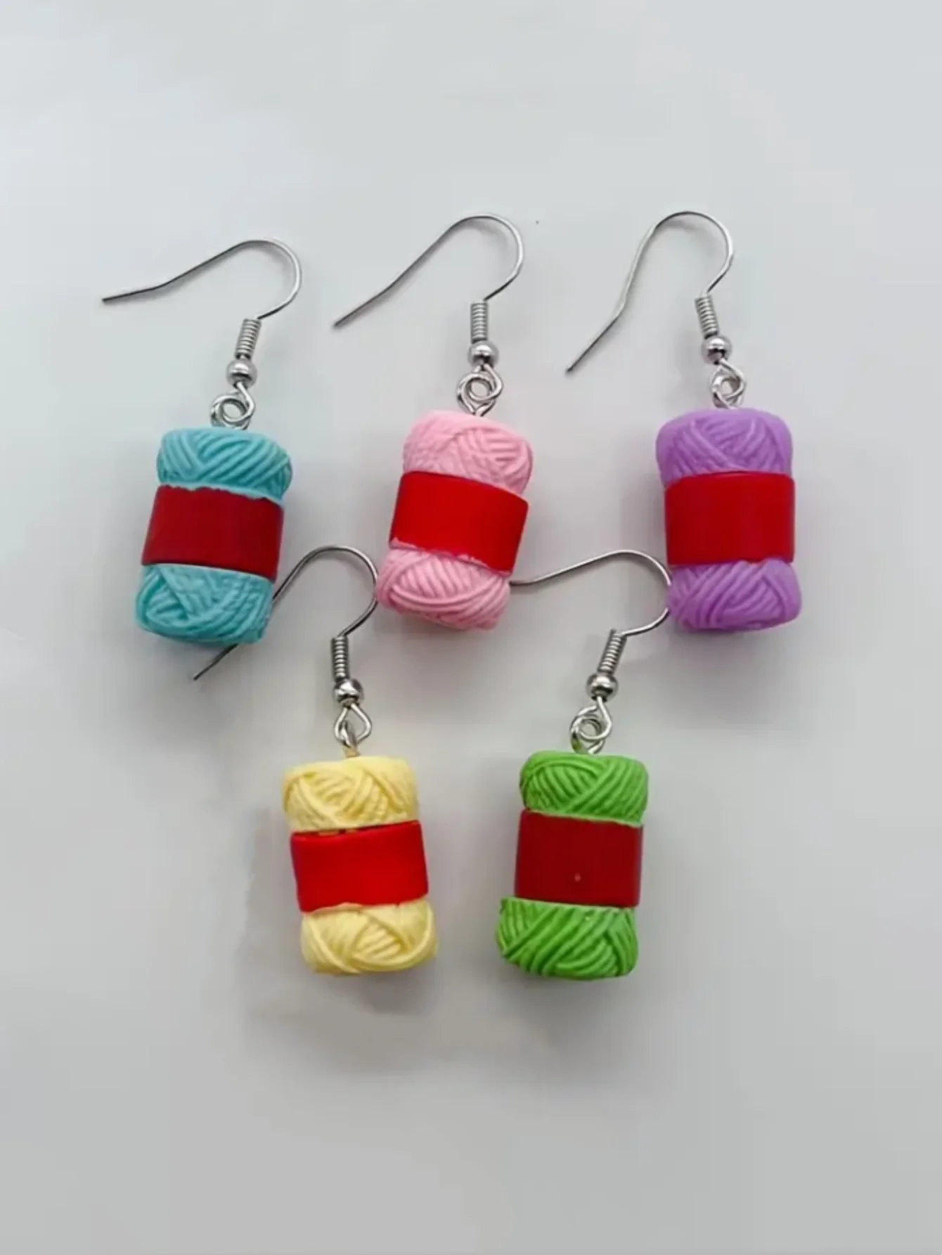 A Pair of Simulated Cartoon Creative Cute Small Clear Fresh Wind Miniature Wool Ball Children's Fun Hook Earrings