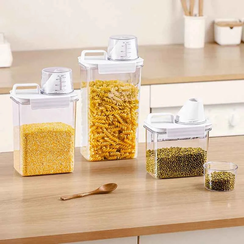 Airtight Food Storage Containers - Premium PP Plastic Canisters for Dry Goods, Grains Kitchen Pantry Organization Sealed Jars