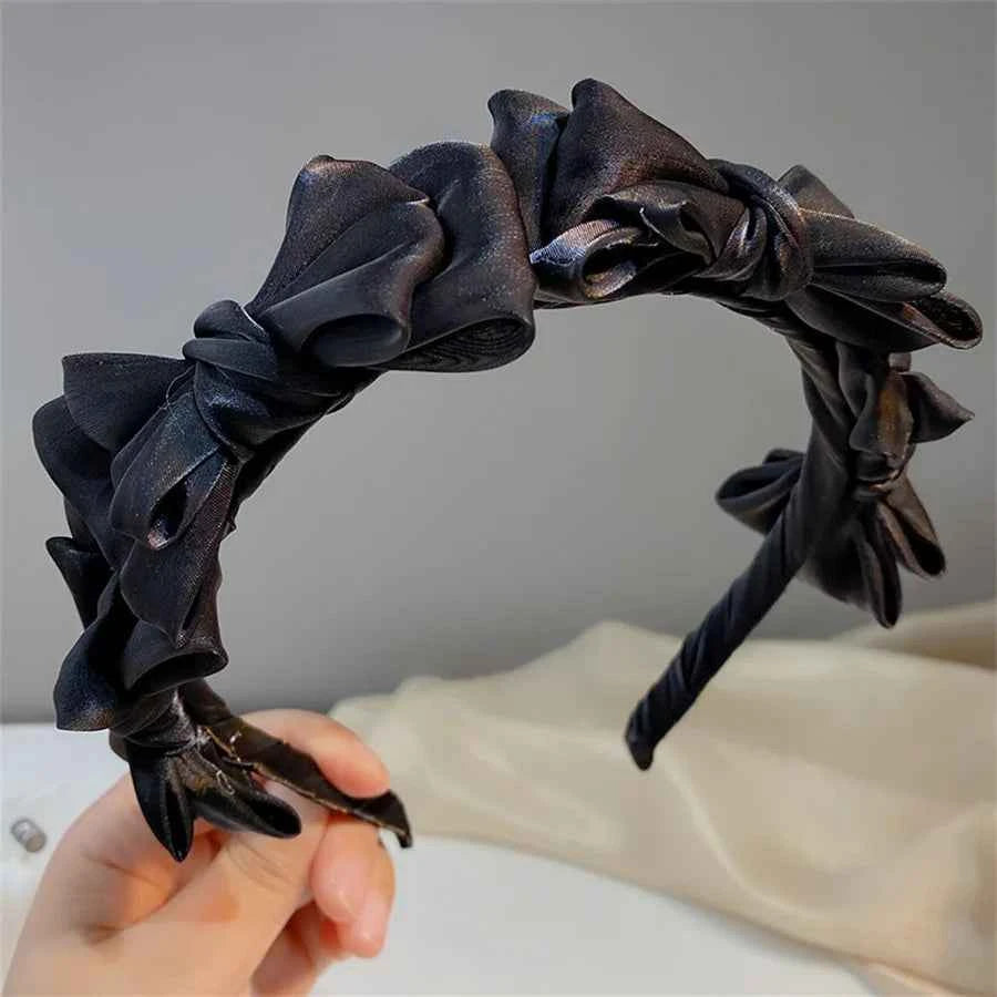 New Temperamen Headwear Hair Accessories Spring Summer Mesh Silk Hairband Korean Style Hairband Women Headband Bow Hair Hoop