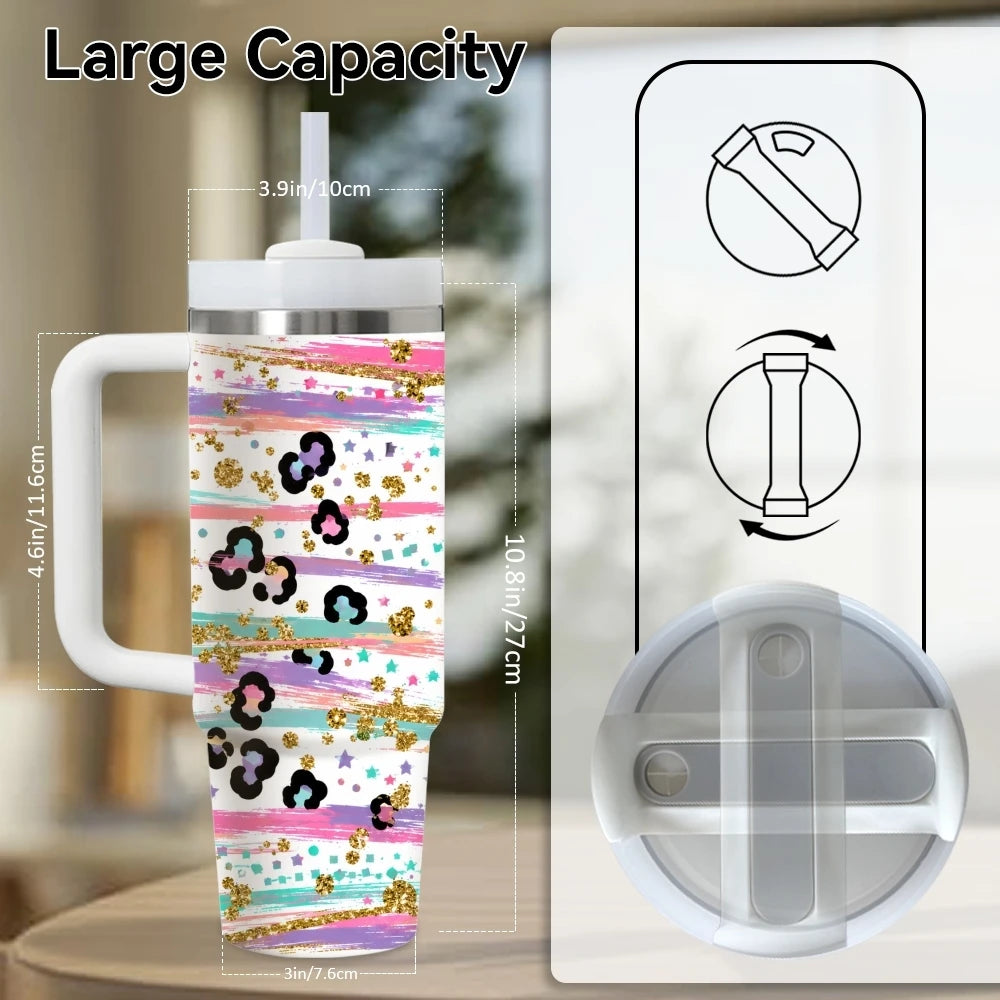 Mom Life 40oz Tumbler – Stainless Steel Insulated Travel Cup with Handle & Straw
