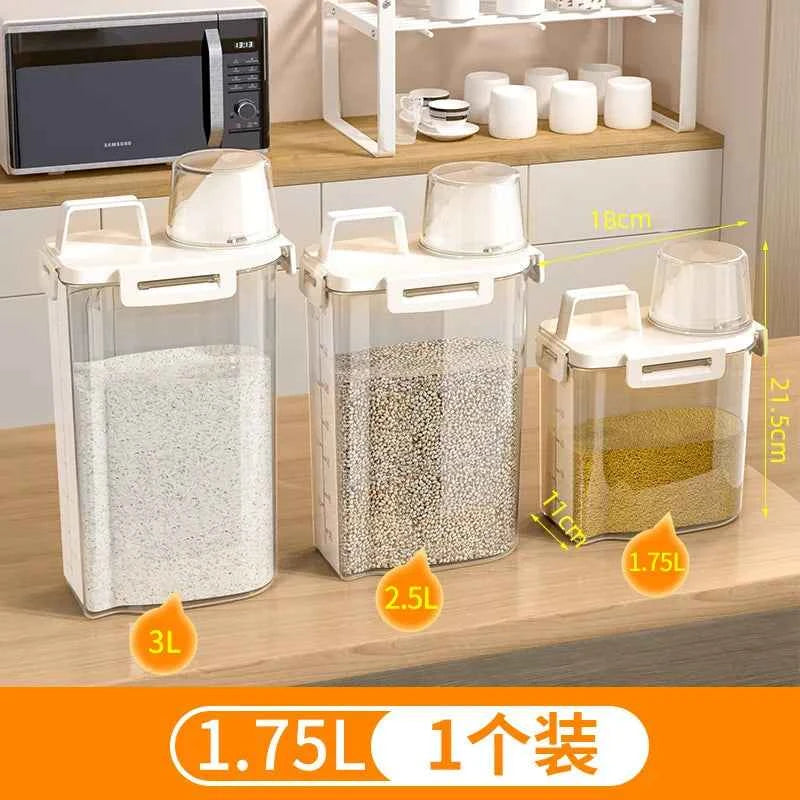 1.75/ 2.5/3L Food Grade Grain and Miscellaneous Grain Storage Box, Rice Bucket Storage Tank, Sealing Tank, Kitchen Utensil New