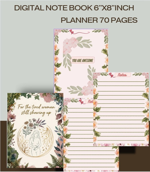 Digital Lined Notebook (6" x 8") Printable PDF