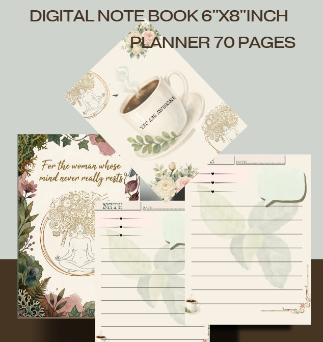 Digital Lined Notebook (6" x 8") Printable PDF
