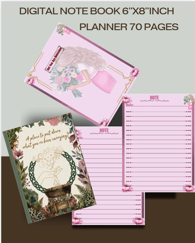 Digital Lined Notebook (6" x 8") Printable PDF