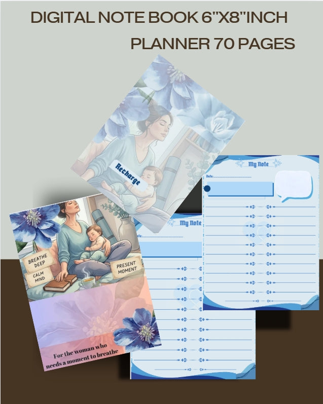 Digital Lined Notebook (6" x 8") Printable PDF