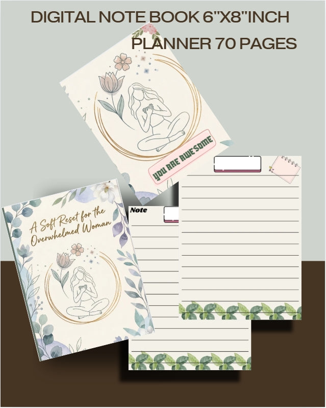 Digital Lined Notebook (6" x 8") Printable PDF