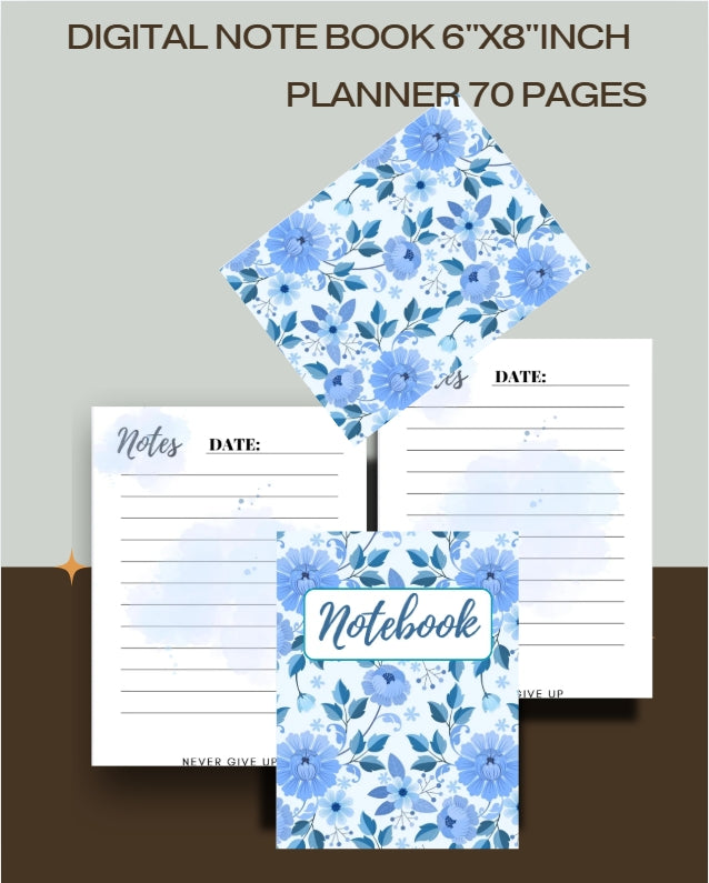 Digital Lined Notebook (6" x 8") Printable PDF