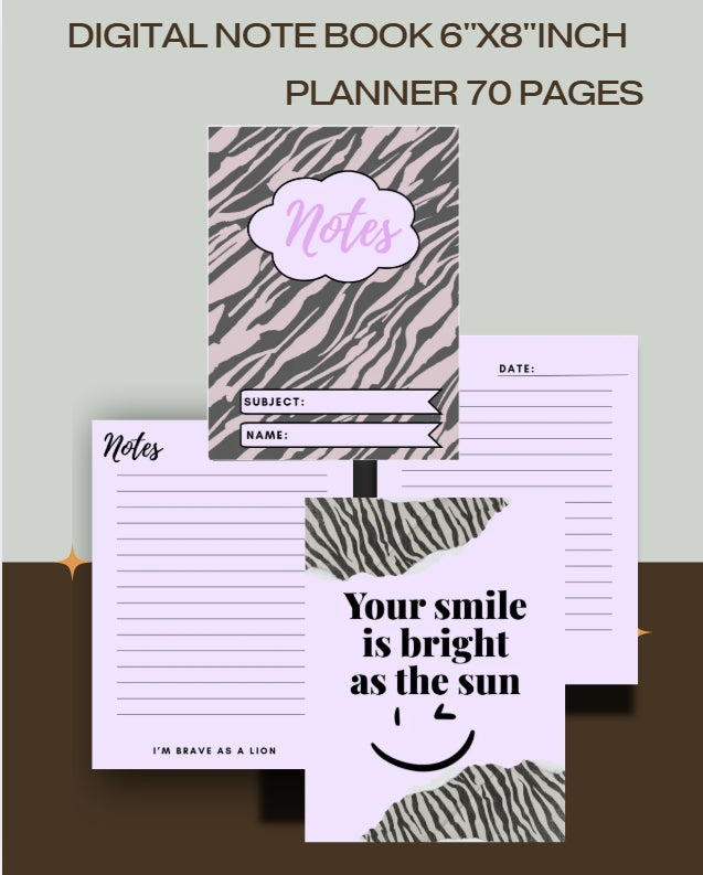 Digital Lined Notebook (6" x 8") Printable PDF