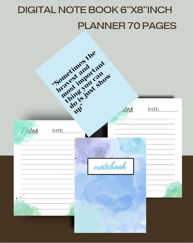 Digital Lined Notebook (6" x 8") Printable PDF