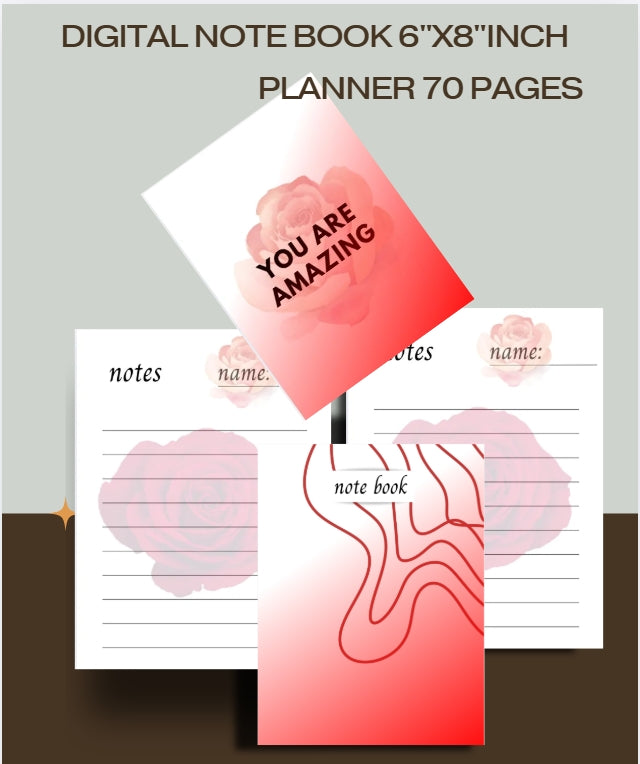 Digital Lined Notebook (6" x 8") Printable PDF