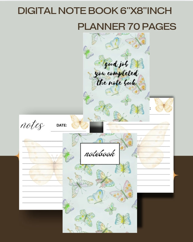 Digital Lined Notebook (6" x 8") Printable PDF