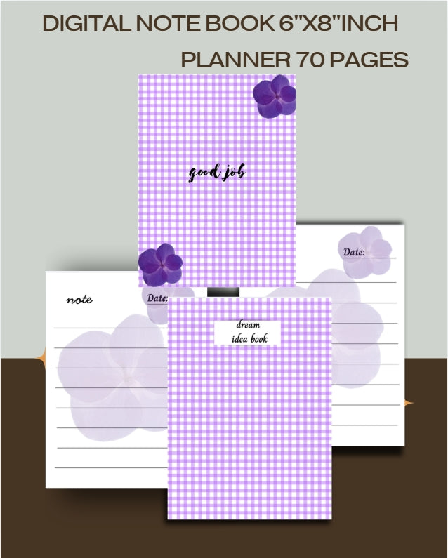 Digital Lined Notebook (6" x 8") Printable PDF