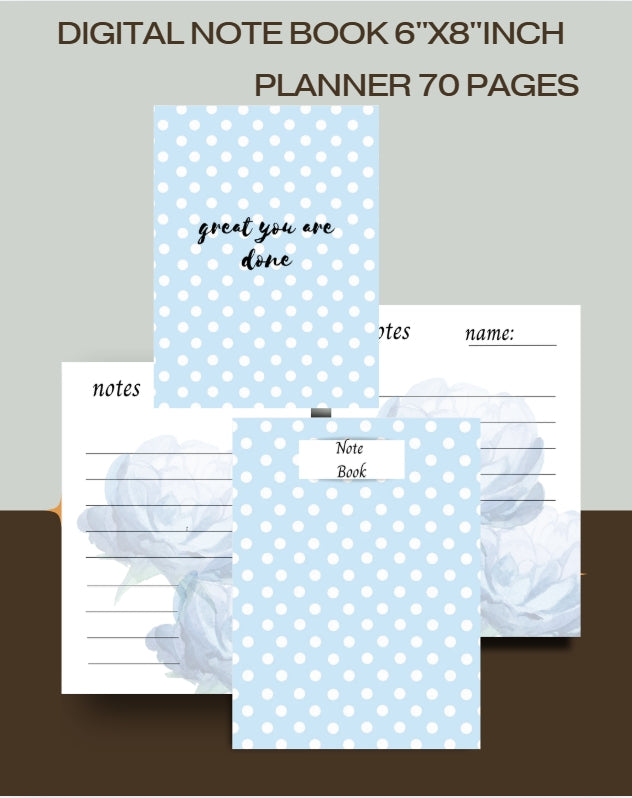 Digital Lined Notebook (6" x 8") Printable PDF