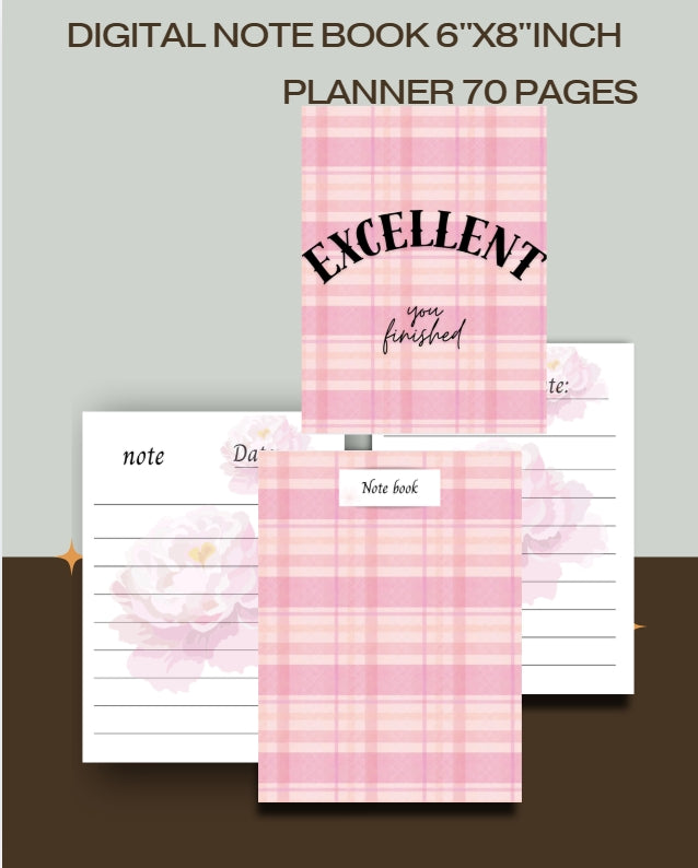 Digital Lined Notebook (6" x 8") Printable PDF
