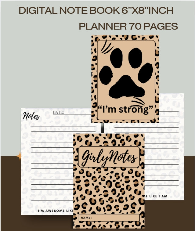 Digital Lined Notebook (6" x 8") Printable PDF
