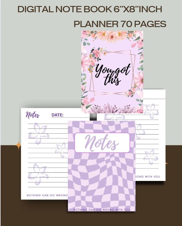 Digital Lined Notebook (6" x 8") Printable PDF