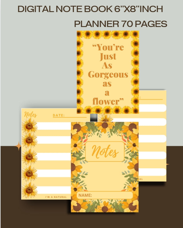Digital Lined Notebook (6" x 8") Printable PDF