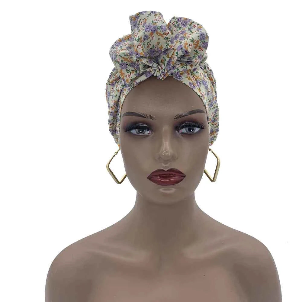 African Head Wrap – Elegant Retro Turban for Women’s Muslim Headscarf & Beanie Cap
