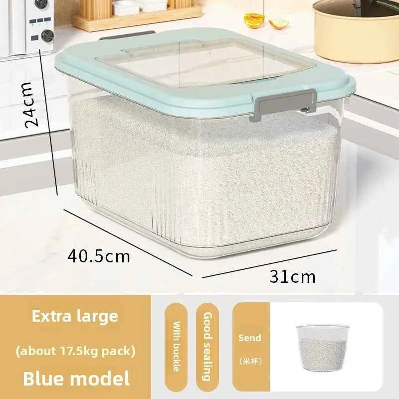 Kitchen Storage Box Rice Barrel Sealed Moisture Proof Bug Resistant Flour Tank Grain Storage Container Home Organization Bin
