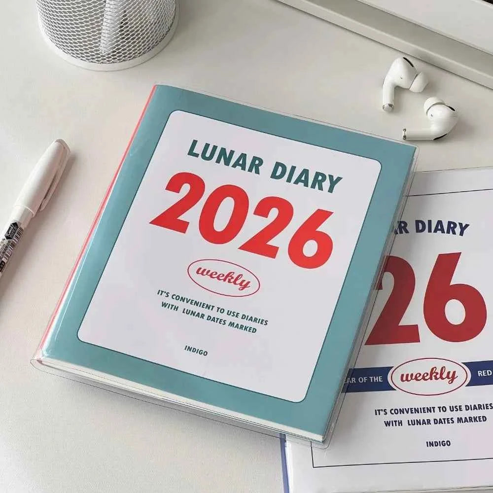 2026 Schedule Life Planner Book Retro Minimalist Student Study Diary Planner Hardcover PVC Journal Notebook Weekly Layouts