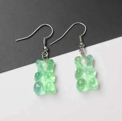 Gradient Candy Color Cute Acrylic Bear Dangle Earrings for Women Girls Gift Korean Fashion Animal Hook Earring Female Jewelry