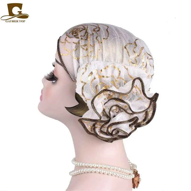 Spring Large Flower Turban – Women’s Jacquard Lace Headwrap & Muslim Headwear