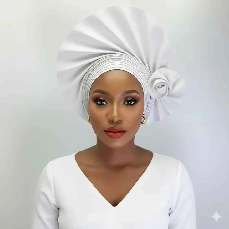 New African Headtie Turban – Auto Gele Head Wrap for Women’s Weddings & Parties