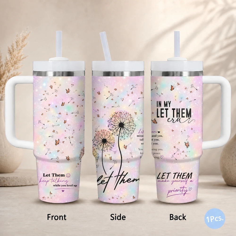 40oz Butterfly Dandelion Tumbler – Stainless Steel Insulated Travel Mug