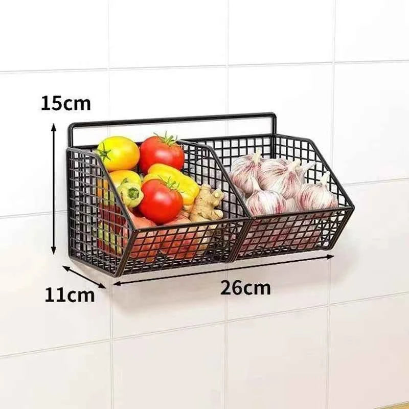 Wall Mounted Kitchen Storage Basket Durable Wire Storage Rack for Vegetables and Fruits Suitable for Home Organization