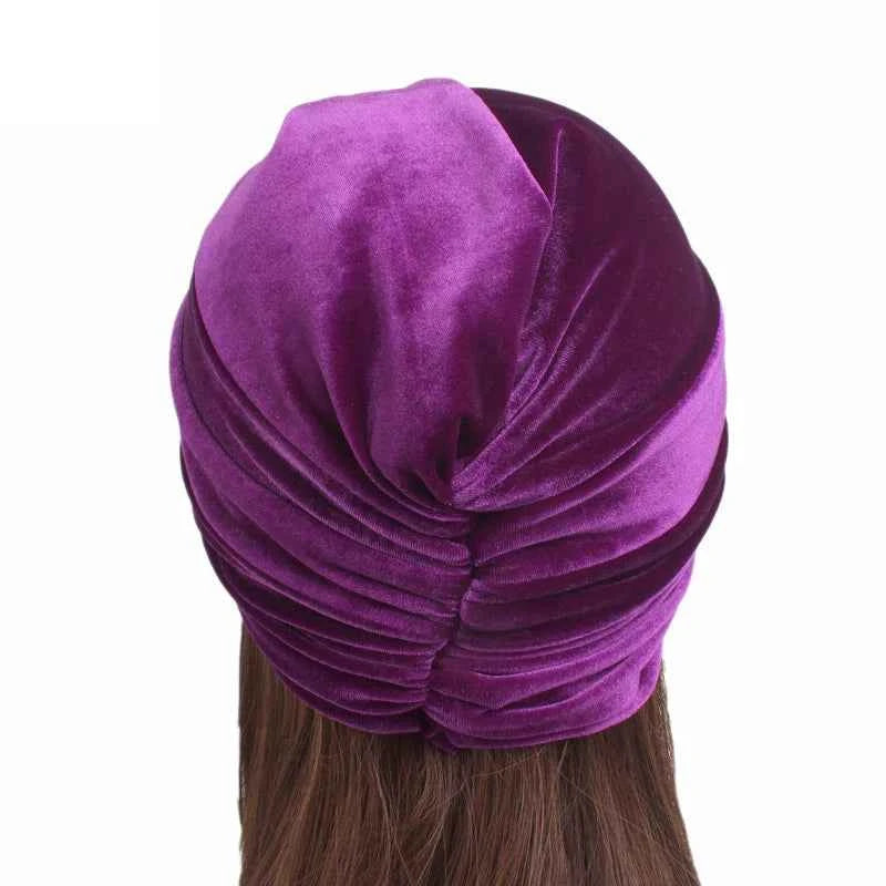 New Muslim Women Velvet Turban Hat Soft Stretch Cross Twist Cap Bandana Headband Chemo Beanie Cap Scarf Islamic Head Wrap