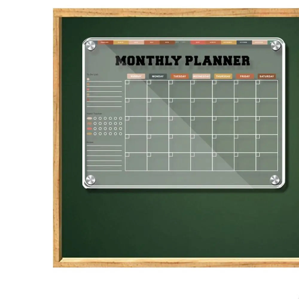 3D Magnetic Acrylic Weekly Planner – Reusable Fridge Calendar with 5 Markers