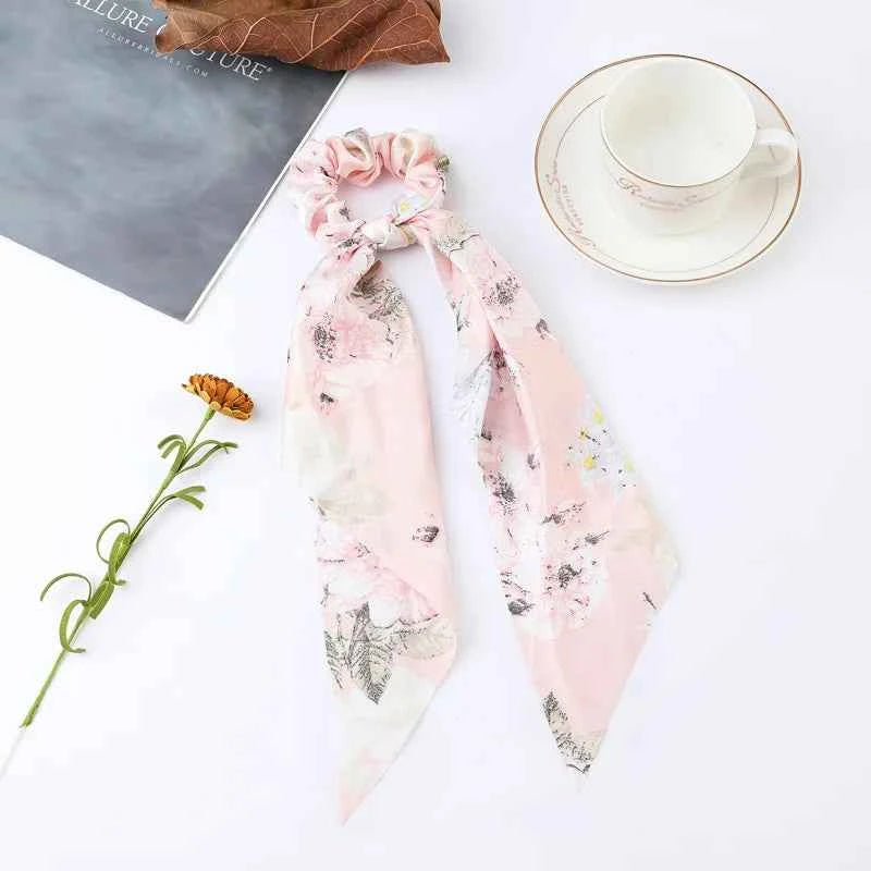 Fashion Dots Scrunchies Long Hair Rope Korean Hair Ties for Women Ponytail Scarf Sweet Elastic Hair Band Hair Accessories