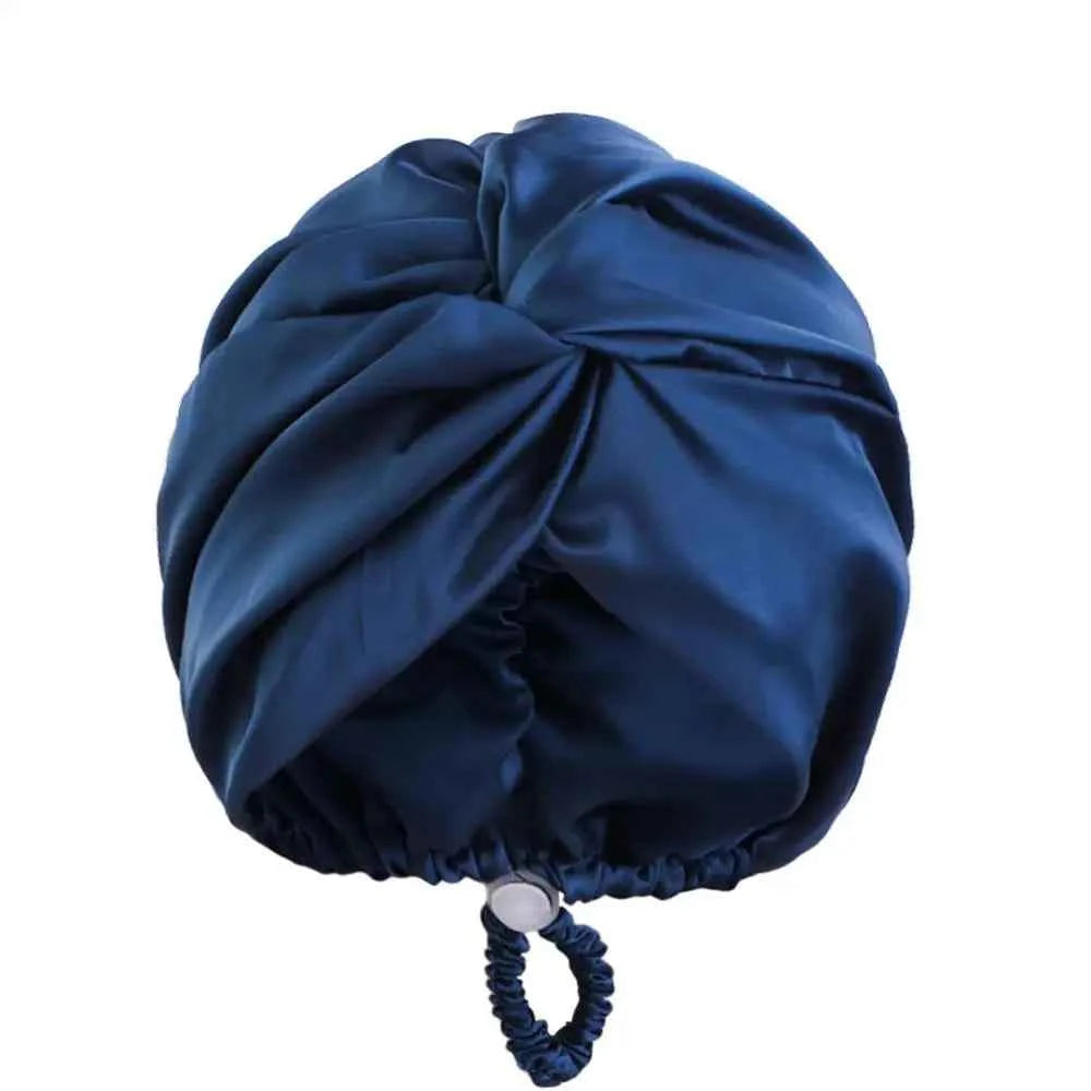 Hot Silk Turban Bonnets For Women Satin Bonnet Hat Double Layer Hair Wrap Adjustable Knotted Hat Care Turban Satin Sleep Hat