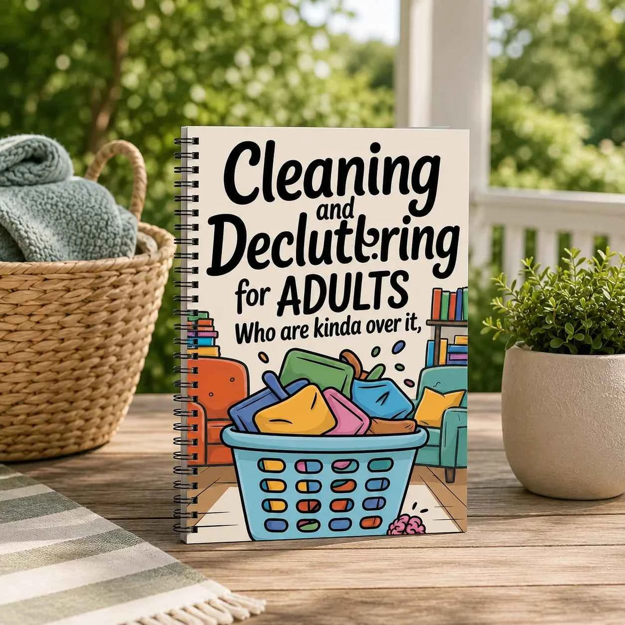 Cleaning and Decluttering for Adults, Spiral Planner Notebook for Home Organization, Simple Checklists and Declutter Tasks