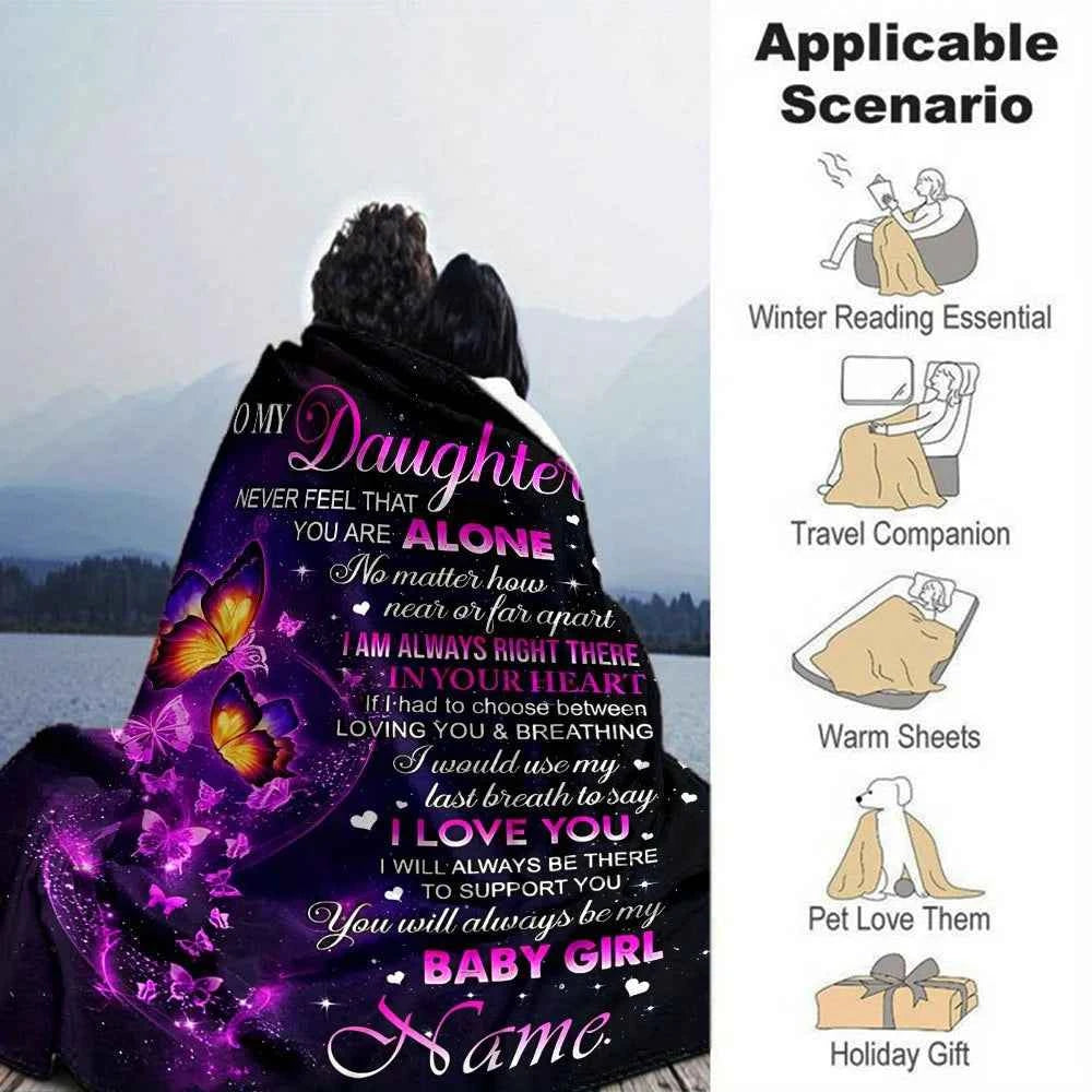 1pc Personalized Custom Name "to My Daughter" Flannel Blanket Heartfelt Message Soft for Bed Sofa Travel Daughter Gifts From Mom