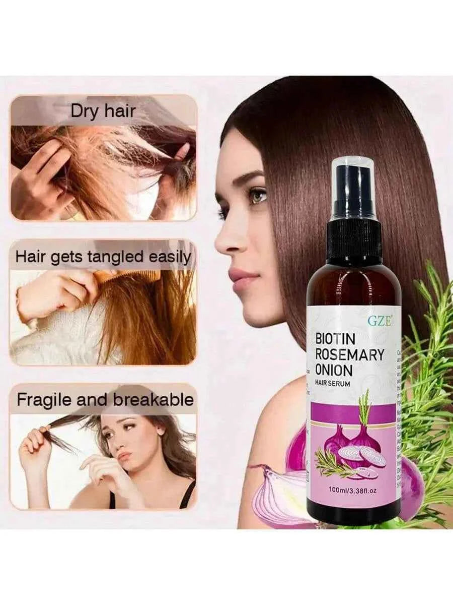 GZE Biotin Rosemary Onion Hair Serum Moisturizing Hair Serum Strong Hair Heat Protection Anti-Breakage For Dry And Damaged Hair