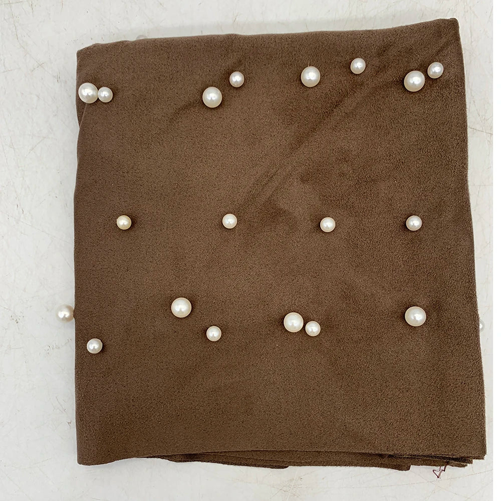 2024 Suede Twisted Turban Cap for Women Beading Head Wraps Bonnet Muslim Headscarf Hat Lady Wrap Head Scarf - NamafadStore