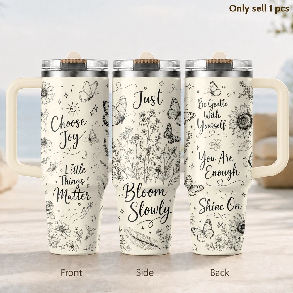 Just Breathe 40oz Tumbler – Motivational Stainless Steel Insulated Cup