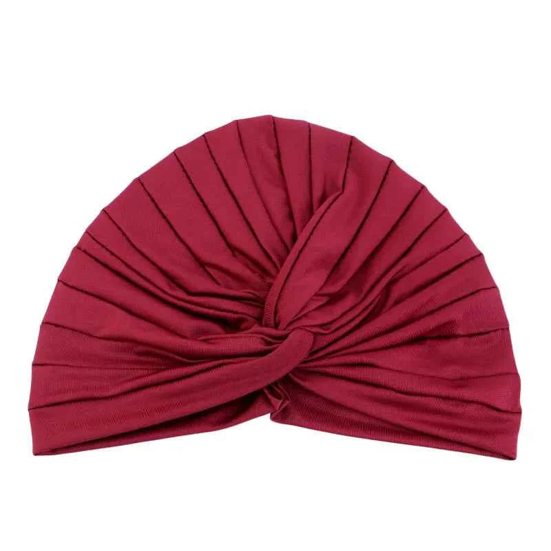 New Women's Stretchy Twist Pleasted Hair Wrap Turban Caps Muslim Cancer Chemo Beanie Cap Headwear Sleep Hat