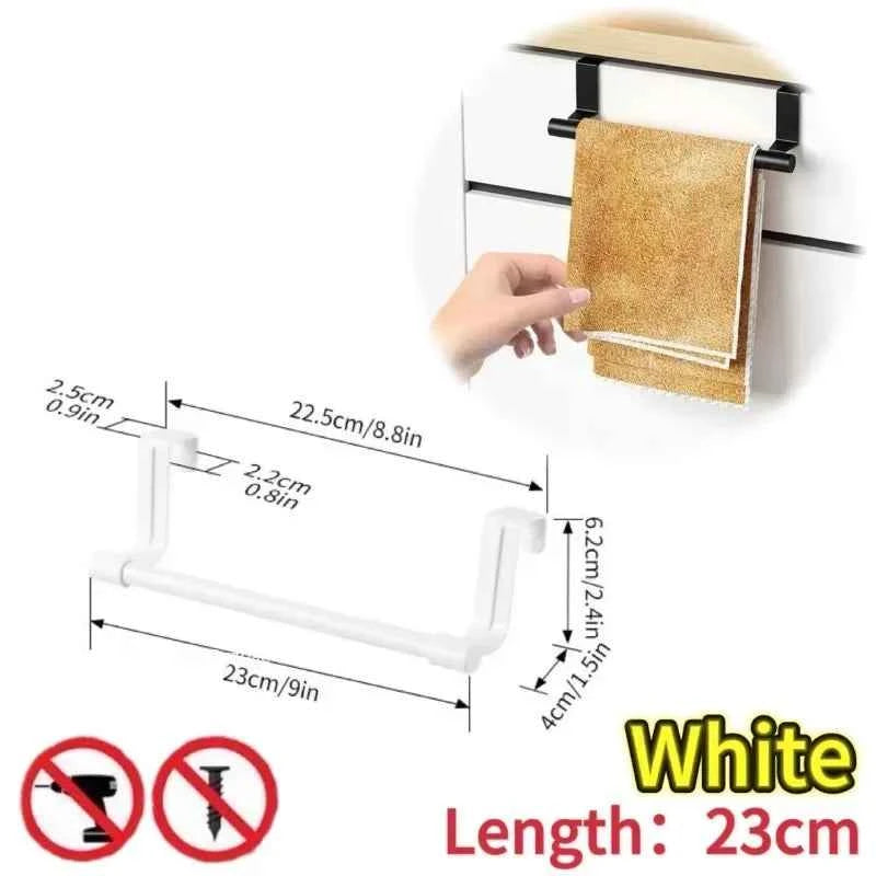 1/2pcs Wall-Mounted Kitchen Cabinet Towel Rack - Space-Saving Dishcloth Holder for Home and Bathroom No Drilling Require