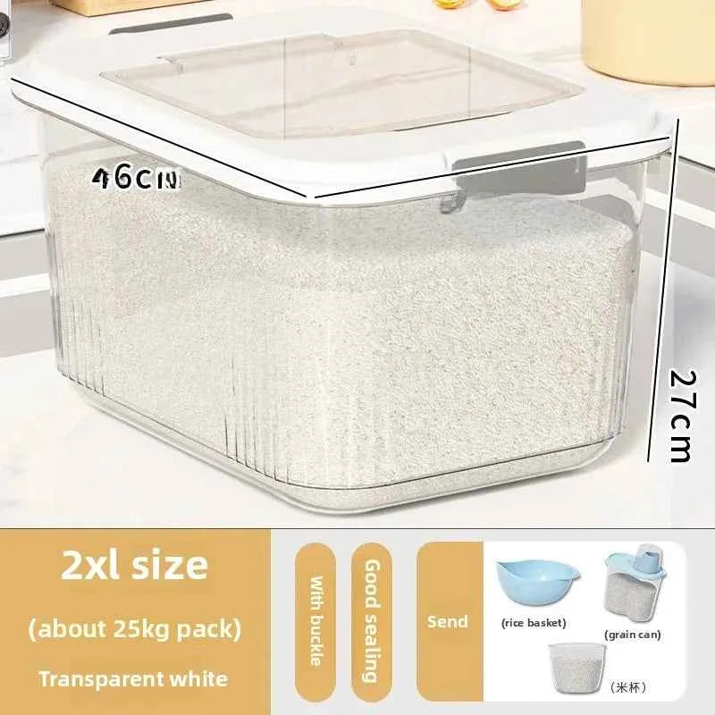 Kitchen Storage Box Rice Barrel Sealed Moisture Proof Bug Resistant Flour Tank Grain Storage Container Home Organization Bin