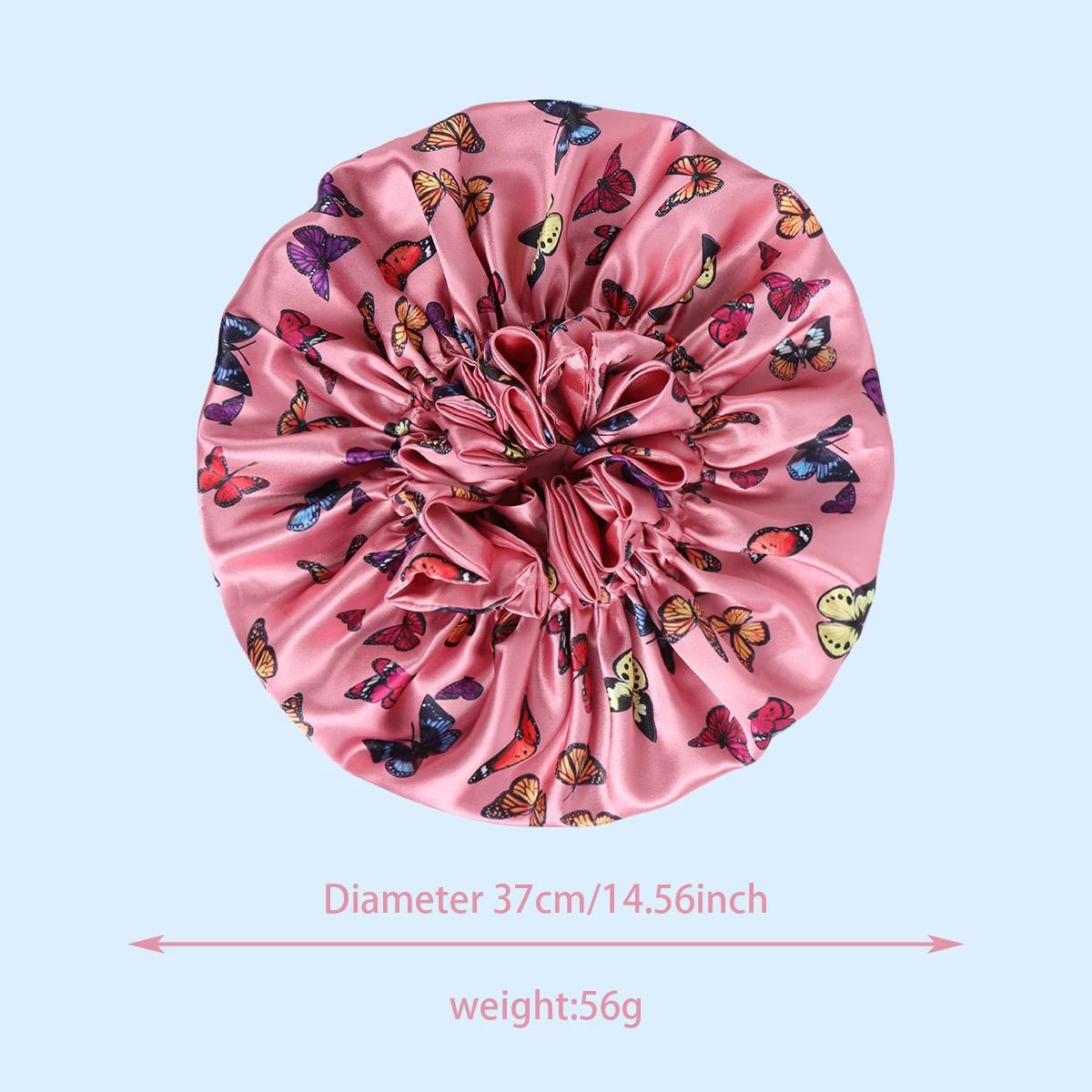 Pink Butterfly Double Layer Adjustable Satin Bonnet Cap Hair Protect Virgin Sleep Bonnet for Women And Girls - NamafadStore