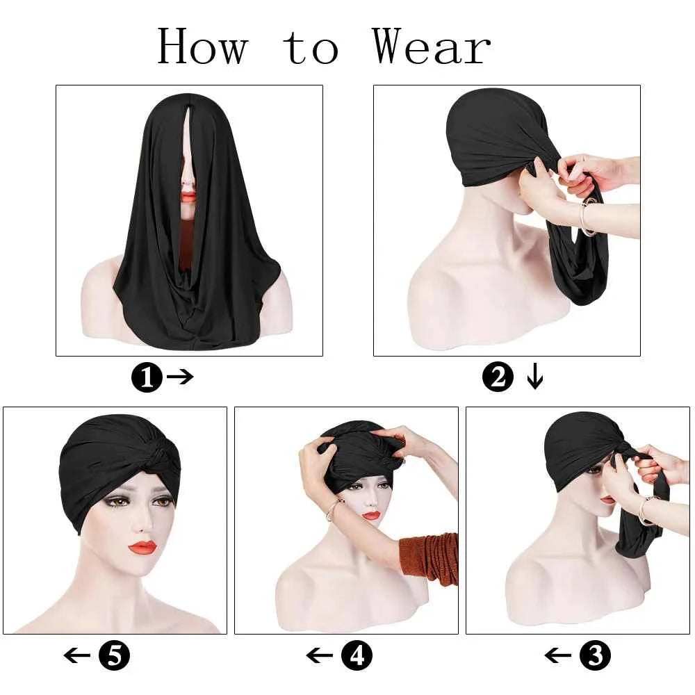 Colorful Muslim Inner Hijabs Women Islamic Muslim Hijab Instant Turban Cap For Ladies Stripe Leopard Print