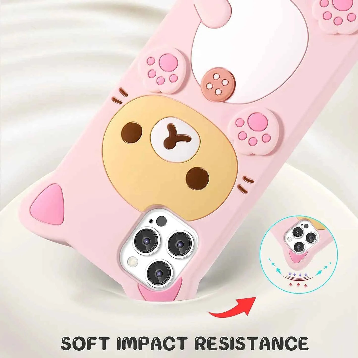Rilakkuma Cat Bear For iPhone 17 16 15 14 13 12 11 Pro Max Xs XR 6 7 8 Silicone Soft Cover Case